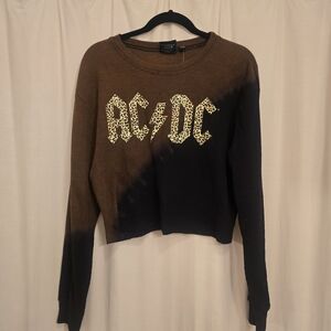 AC/DC Leopard Print Logo Brown and Black Sweatshirt